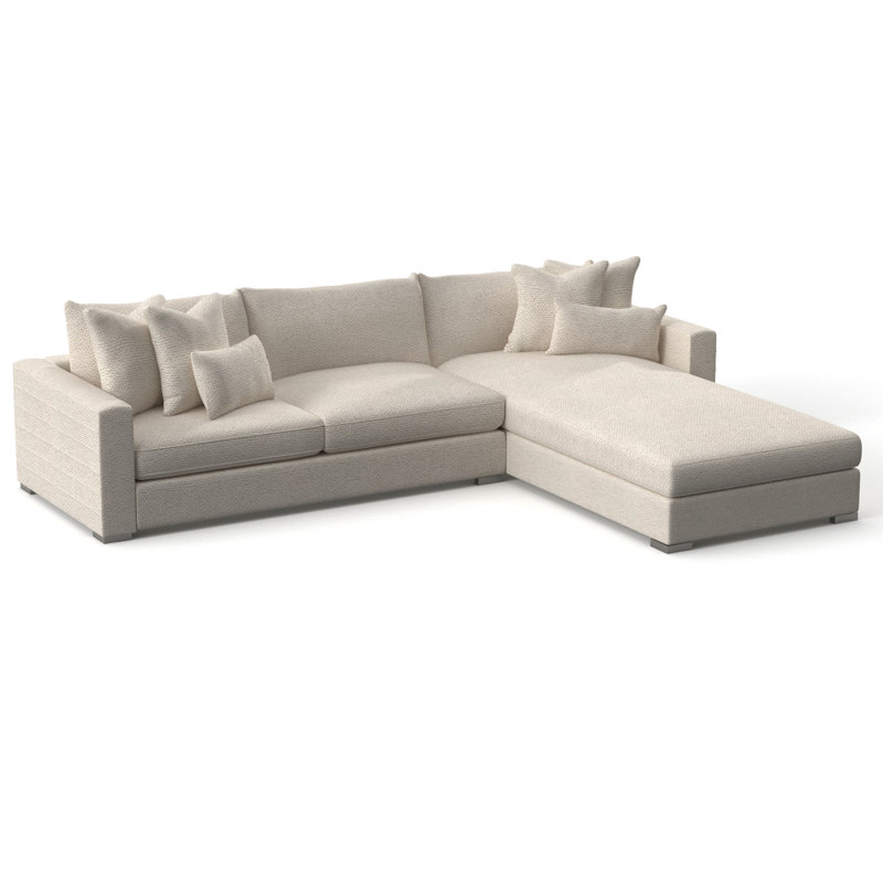 Helena 124" Wide Sofa & Chaise, Cream Chenille 1345-002