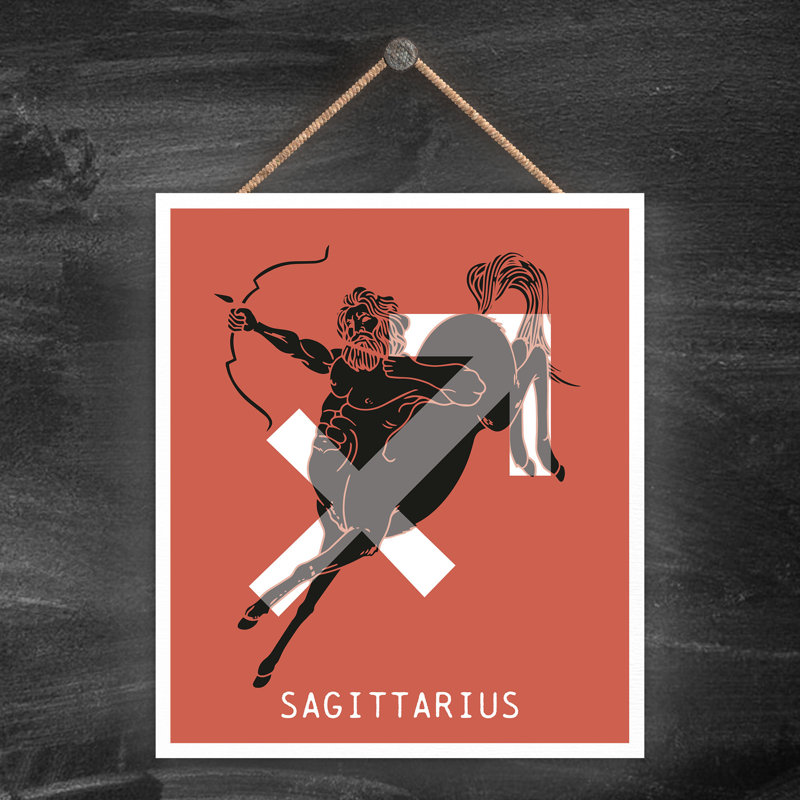 Kana Zodiac Sagittarius Terracotta - Print on Wood