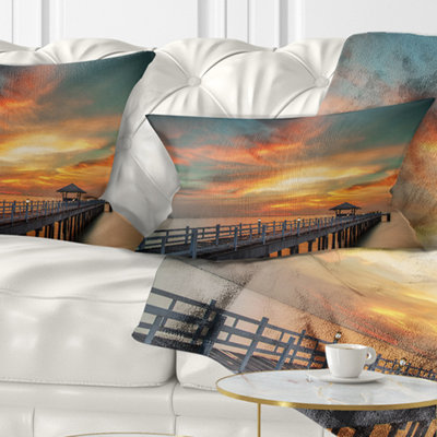 Coussin en bois Pier Seascape Bridge Under Wonderful Sky