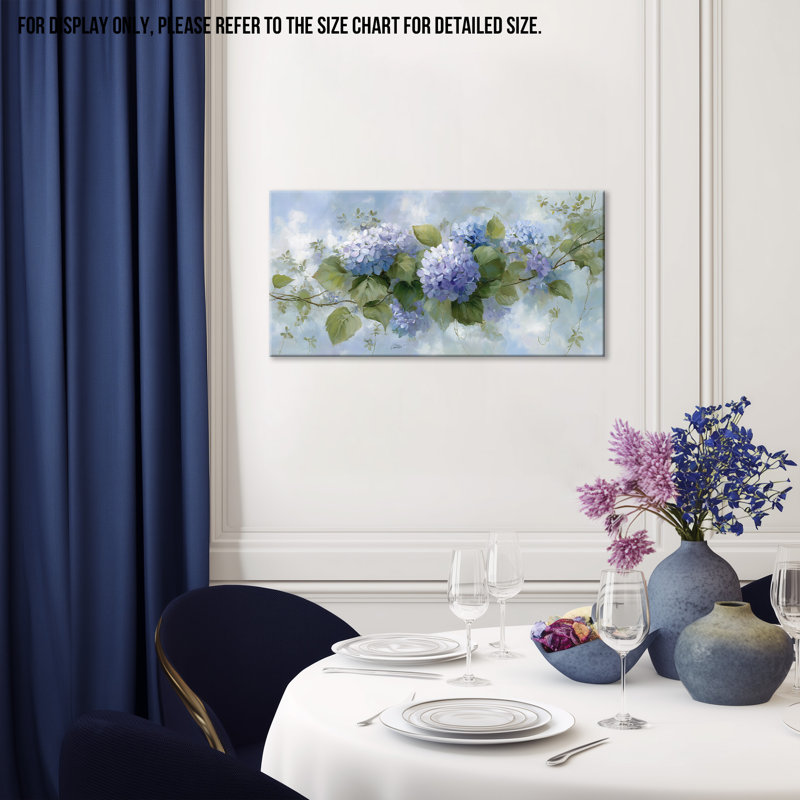 Dilorenzo Framed Blue Hydrangea Painting Botanical Artwork Farmhouse Rustic Charm Canvas Wall Decor Elegant Floral Prints Pictures Artwork for Bedroom Bathroom Living Room, 20x40 inches