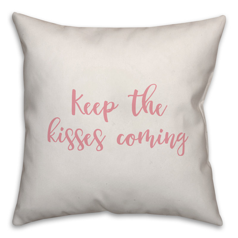  Coussin Keep The Kisses Coming, Blanc / rose, Housse de coussin