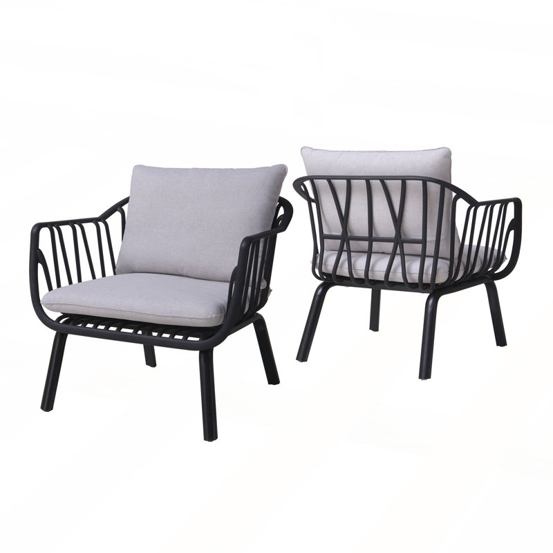 Modern Weather-Resistant Outdoor PP Club Chair Set for Comfortable Patio Seating, Gray, Black