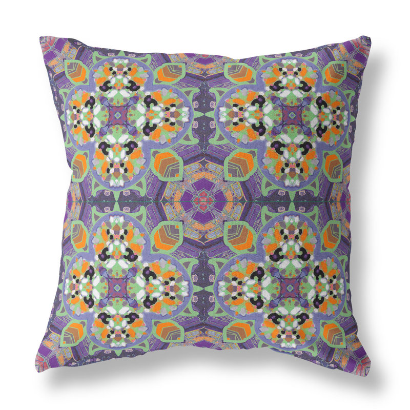 Housse de coussin carré et insert, 18" x 18", Mauve/vert