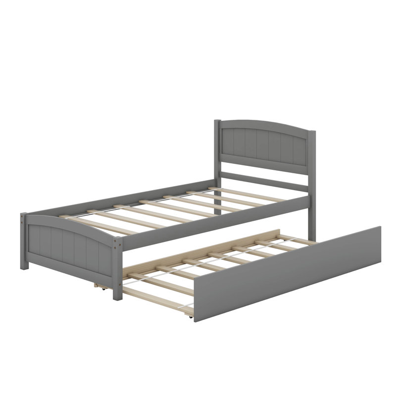 Lit plateforme simple avec lit gigogne, Gris