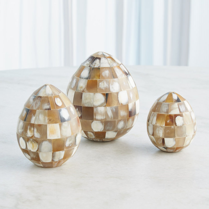 Horn Egg-Black-Med, Brown, 4" H x 3.25" W x 3.25" D