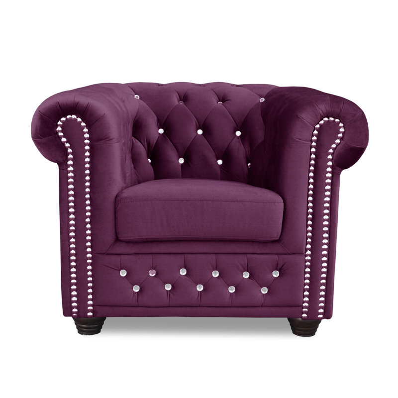 Sade Upholstered Chesterfield Chair, Purple