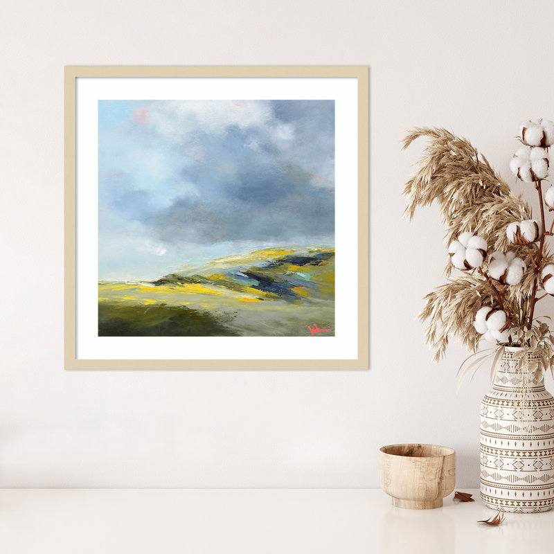 "Peut-être pluie, paysage de coteau par Patrick Dennis", reproduction d'art encadrée, H 25 po x l 25 po