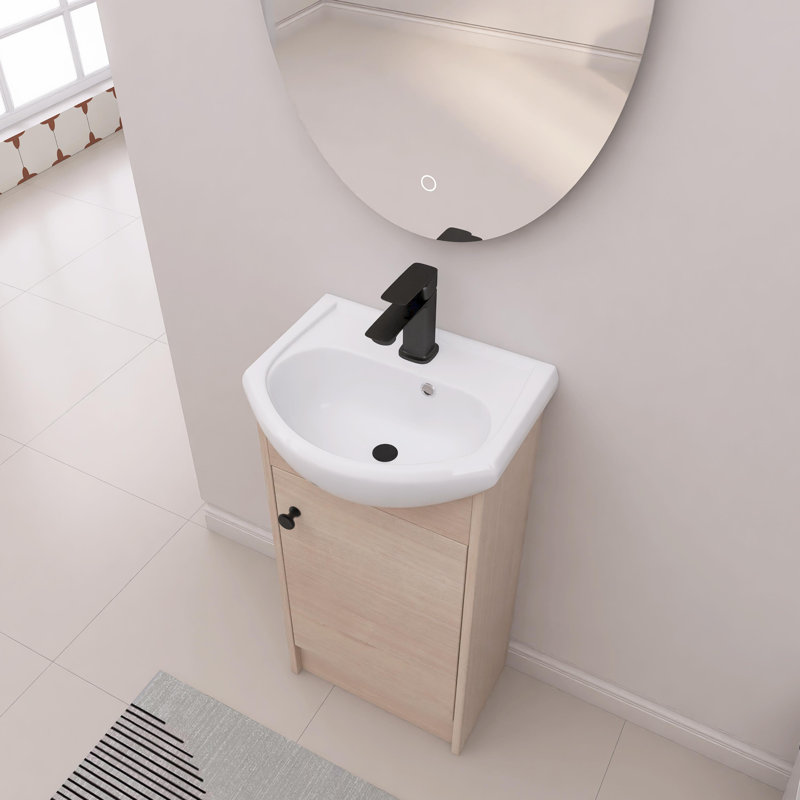 Petit meuble-lavabo simple 18 po avec lavabo en céramique 18 po