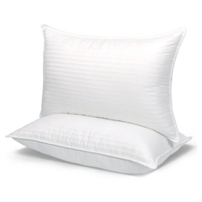 Luxury Cooling Down Alternative bed Pillows with Plush Support Satin stripe Fiber bed Pillow