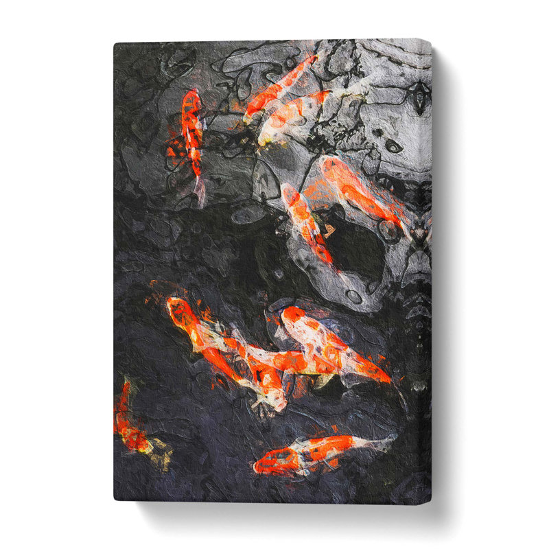 Carp & Koi Fish in Abstract - Wrapped Canvas, 76 cm H x 50 cm W