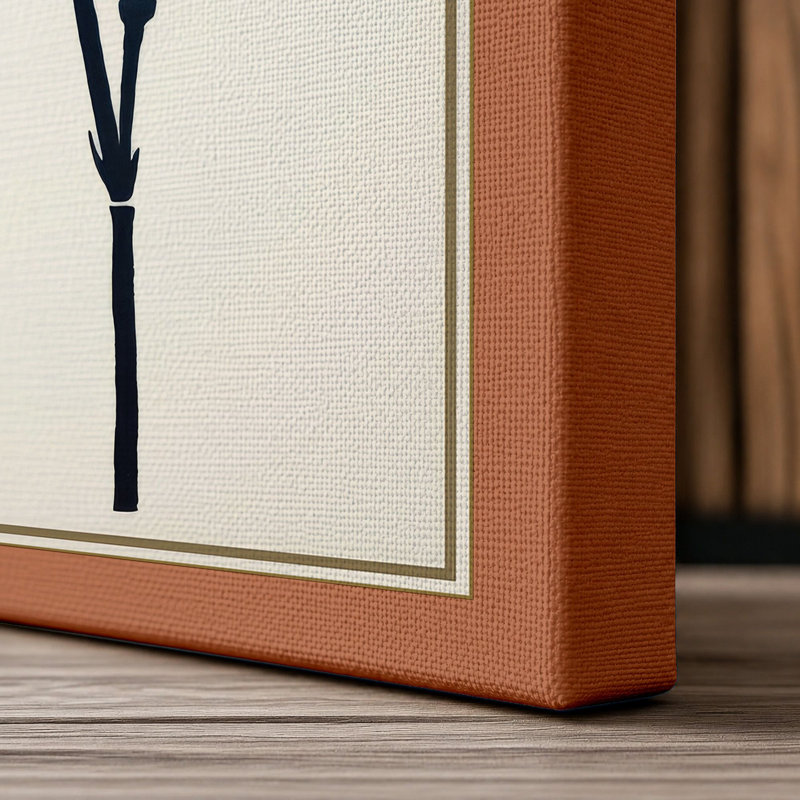 Carnation in Ink Japandi - Wrapped Canvas, 24x16 - 61.0 x 40.6 cm, Terracotta Border
