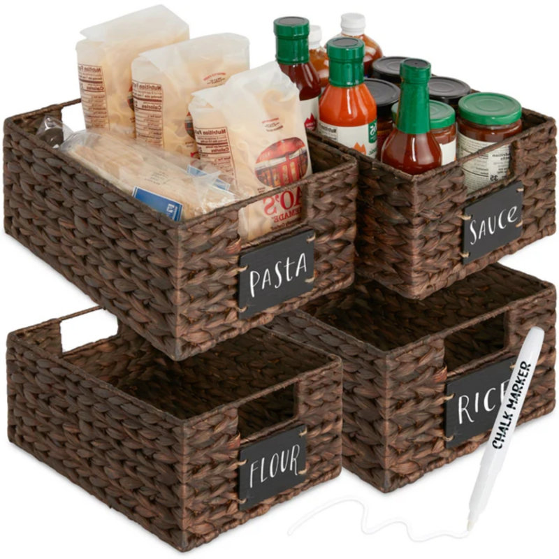 Pantry Baskets, 5" H x 12" W x 9" D, Brown