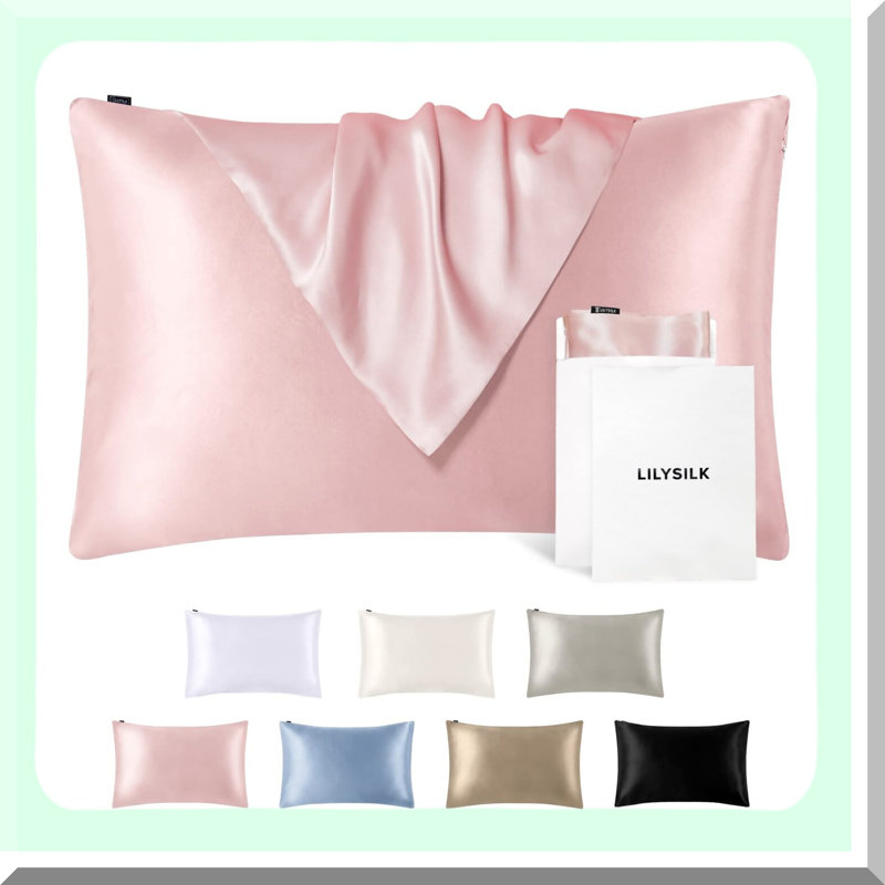 SilkCare 19 Momme Rosy Pink Silk Pillowcase - Hair Care Pillow Cover with Hidden Zipper - Standard Size 20''x26'' - Mulberry Silk Bedding - 100% Silk