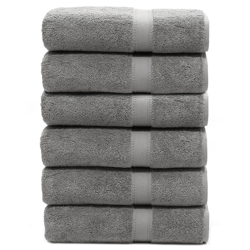 Ensemble de serviettes de bain en coton turc 6 pièces Sinemis, Gris foncé