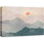 Pastel bleu sarcelle aube rose montagne nature art moderne abstrait paysage salon chambre bureau-93388862-93388866