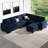 Shavera 6 - Piece Velvet Sectional Sofa L Shaped Modular Couch Living room Corner Sofa with Storage Ottoman-1981775663