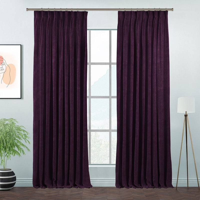 Room Darkening Single Curtain Panel, Dark Purple, 245cm Width x 450cm Drop