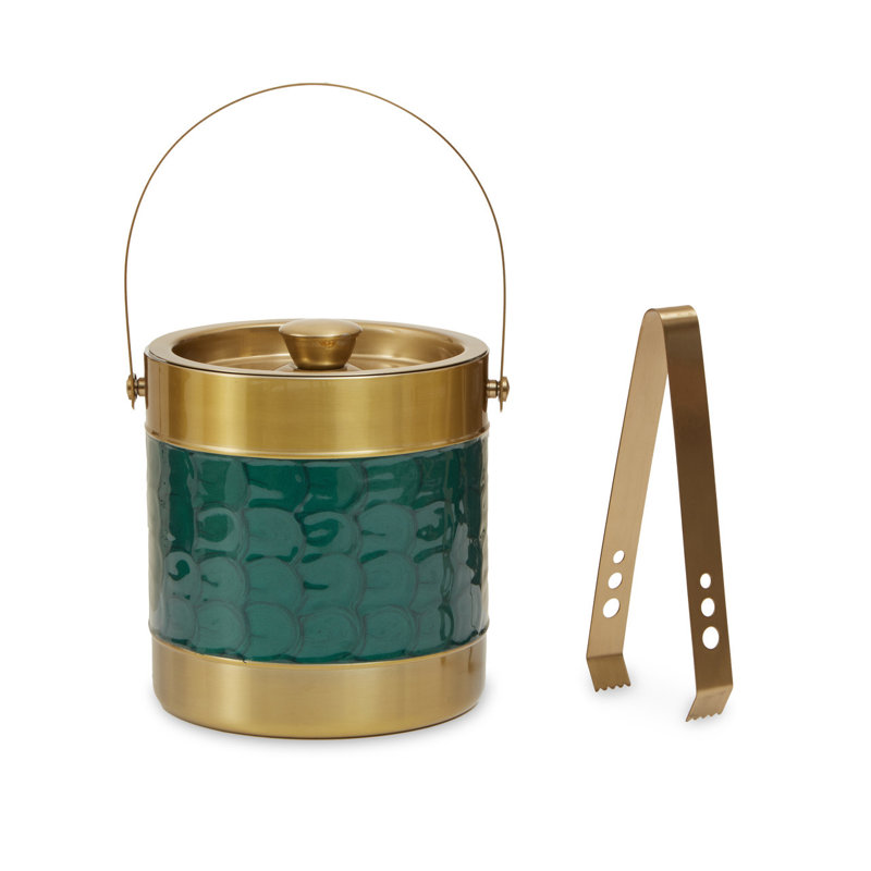 Carolina Black Enamel Ice Bucket, Green