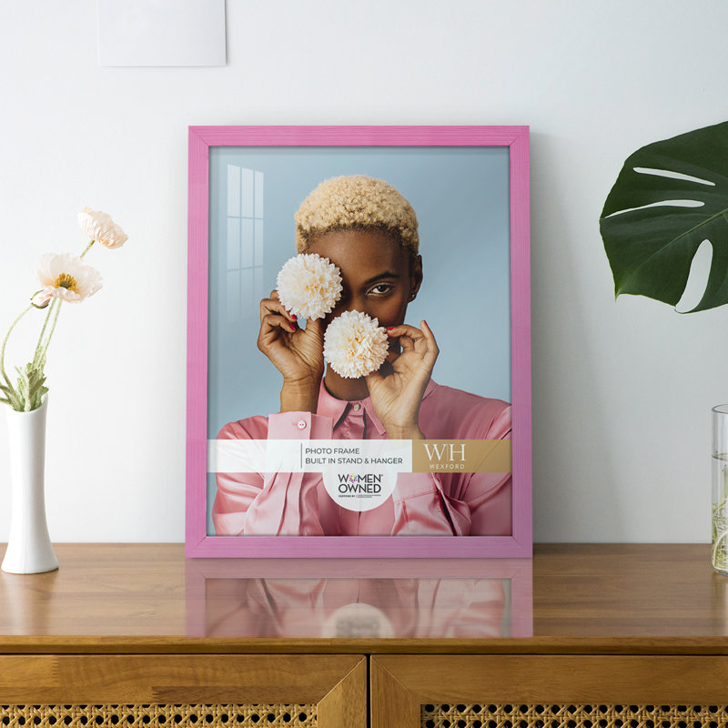 Ensemble de 2 cadres à photo simples en bois 3 po x 5 po noirs, 11 po x 14 po, Rose