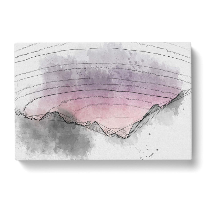 Pink Sky at Night in Abstract - Wrapped Canvas Drawing - Wrapped Canvas, 60cm H x 91cm W x 3cm D