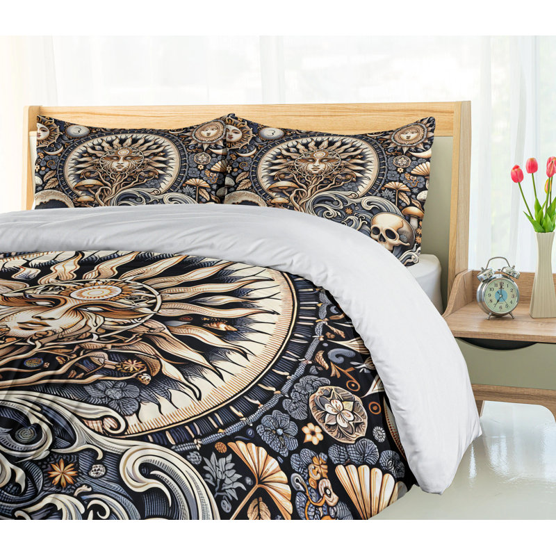 Boho Art Duvet Cover, King Duvet Cover + 2 Standard Shams