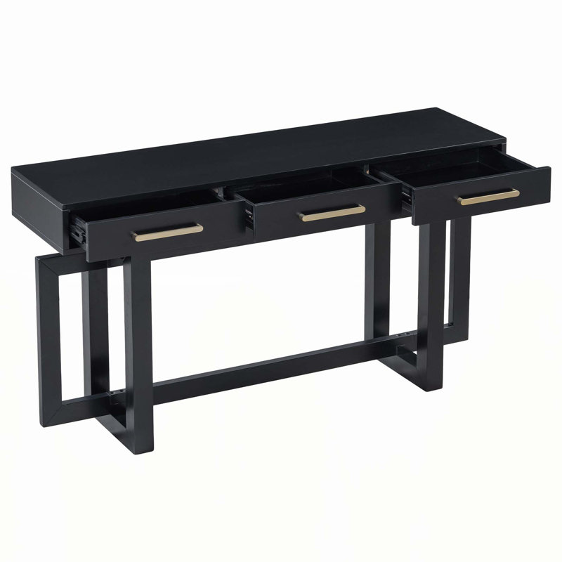 Elegant Console Table with Three Drawers for Various Rooms, Enhancing Space and Style., Black