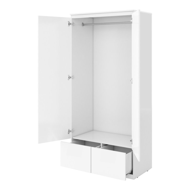 2 Door Manufactured Wood Wardrobe, White