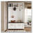 Hall Tree with 6 Golden Hooks, Wood Grain Bench with Multiple Storage Space-1841560865