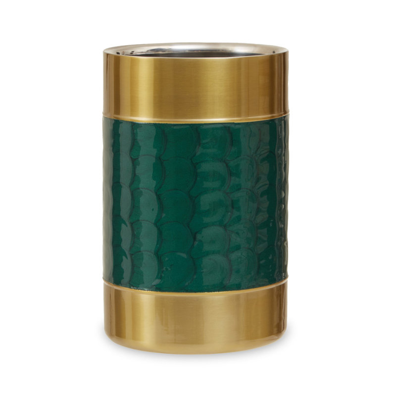 Carolina Black Enamel Wine Cooler, Green/Gold