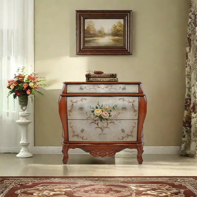 Commode de tiroir rétro en feuille d'argent peinte rétro