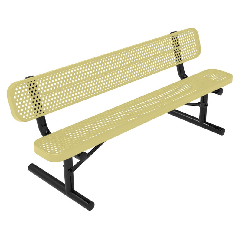 Banc revêtu de CO COTEOUTDOORFOURITURE, rouge, perforé, 6 pi, avec dossier, 6 pi avec arrière portable, perforé, Rouge