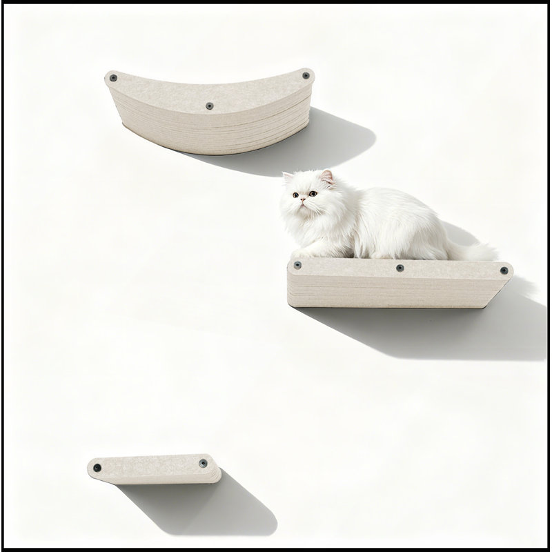 Tablettes murales robustes pour grimper, jouer et se reposer, convenant aux petits et grands chats, Beige
