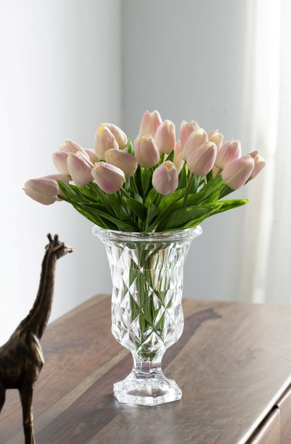 Faux Tulip Flower, 13" H x 5.5" W x 5.5" D, Soft Pink