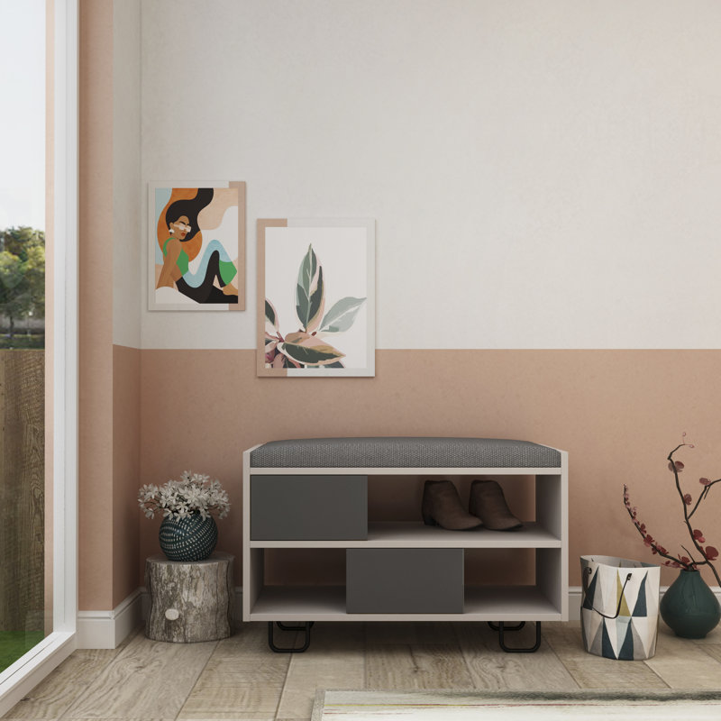 Cannonleague Polyester Upholstered Storage Bench, Light Mocha/Anthracite