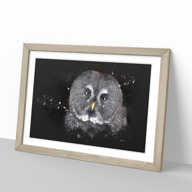 Great Grey Owl Vol.2 - Picture Frame Graphic Art, Oak Framed, 36cm H x 48cm W x 2cm D