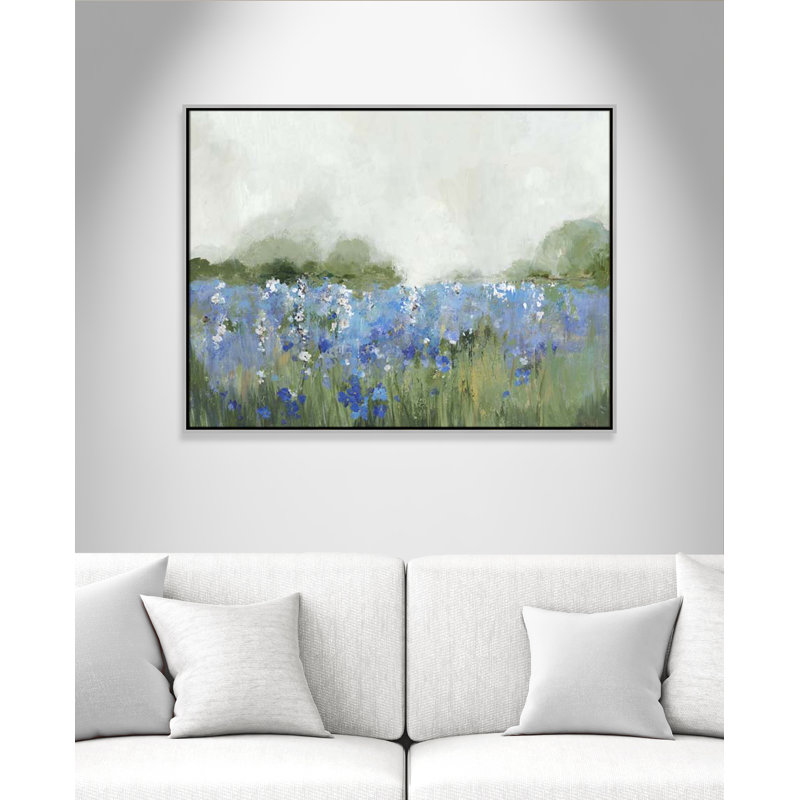 Meadows Bluebels Field " Meadows Bluebells Field " by Allison Pearce, 31.5" H x 41.5" W x 2" D, Silver Framed