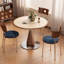 Beige + cristal-crème + brun + pierre frittée ronde argentée + bois massif + table de salle à manger en acier inoxydable-133260579