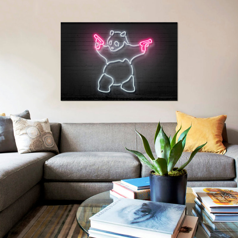 «Panda with Guns», impression sur toile, H 8 po x l 12 po x P 0,75 po, Toile tendue, Pas de tapis