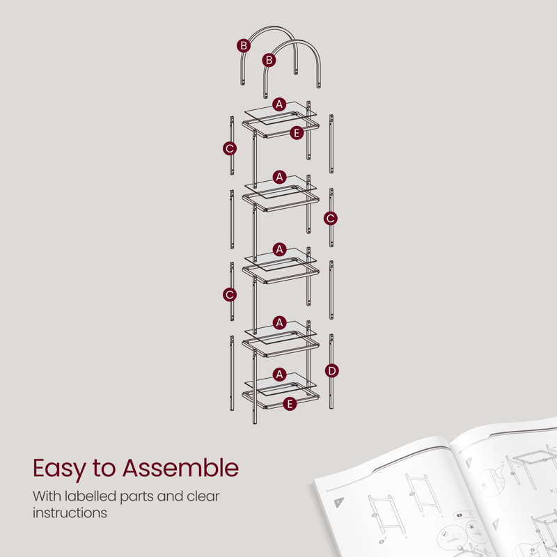 Adrianne 72.2'' H x 15.7'' W Steel Etagere Bookcase, Black