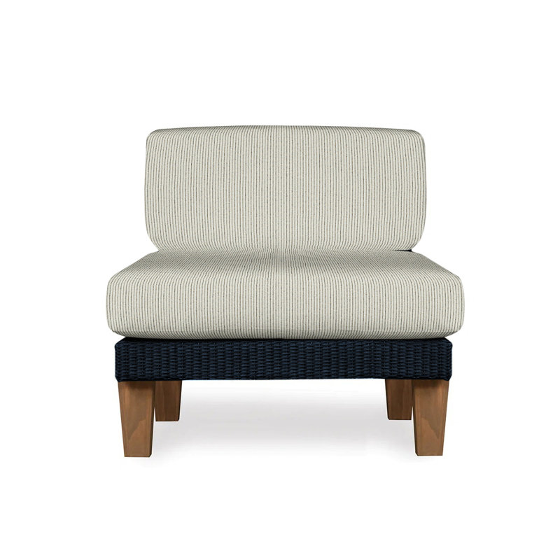 Catalina Outdoor Teak Lounge Chair, Beach Navy, Ebony