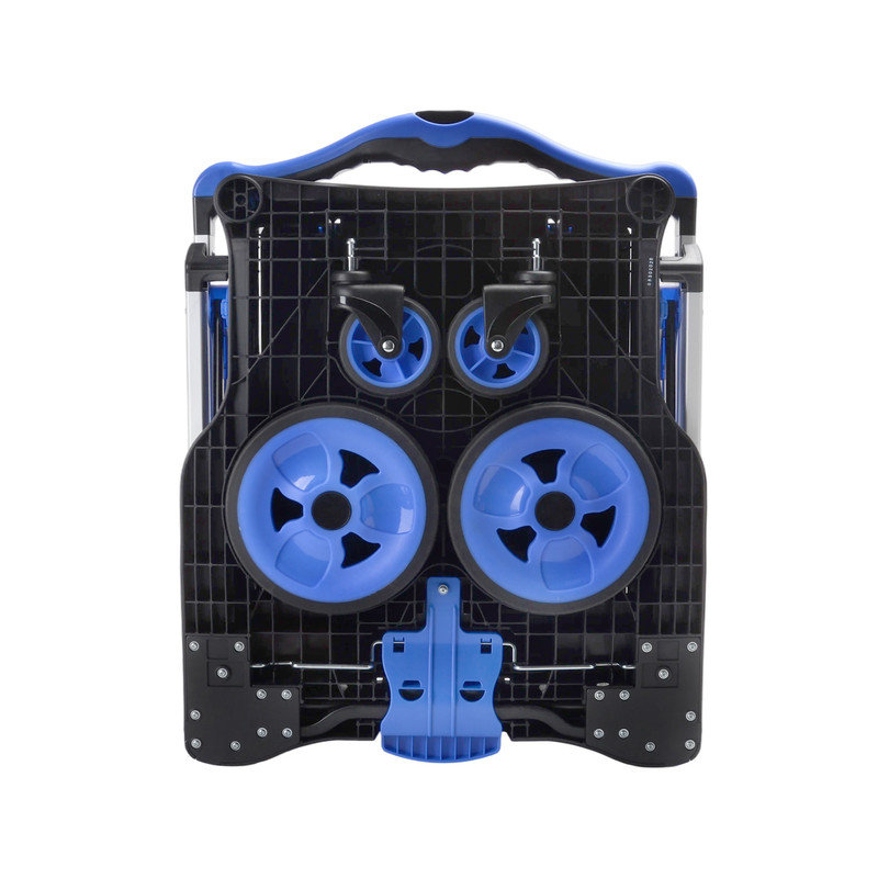 Chariot utilitaire pliable à 2 niveaux, chariot pliant multi-usage avec cage de rangement et roues pivotantes à 360 °