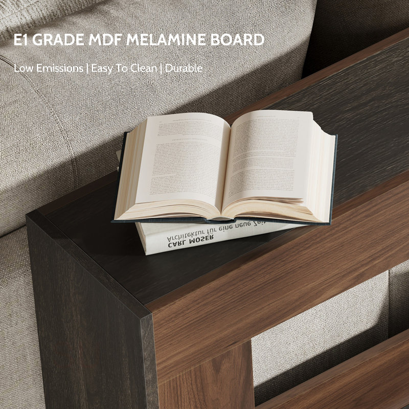 63" Long Wood Console Table With Storage Shelf For Entryway, Brown