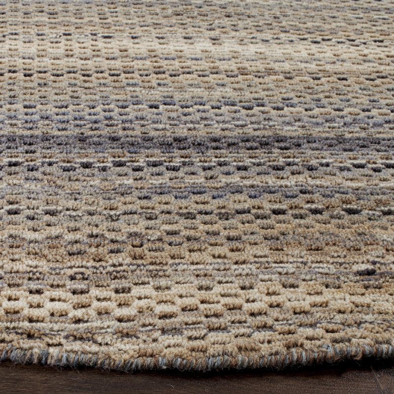 Tapis gris / brun en laine Hossain, Rond 6 pi