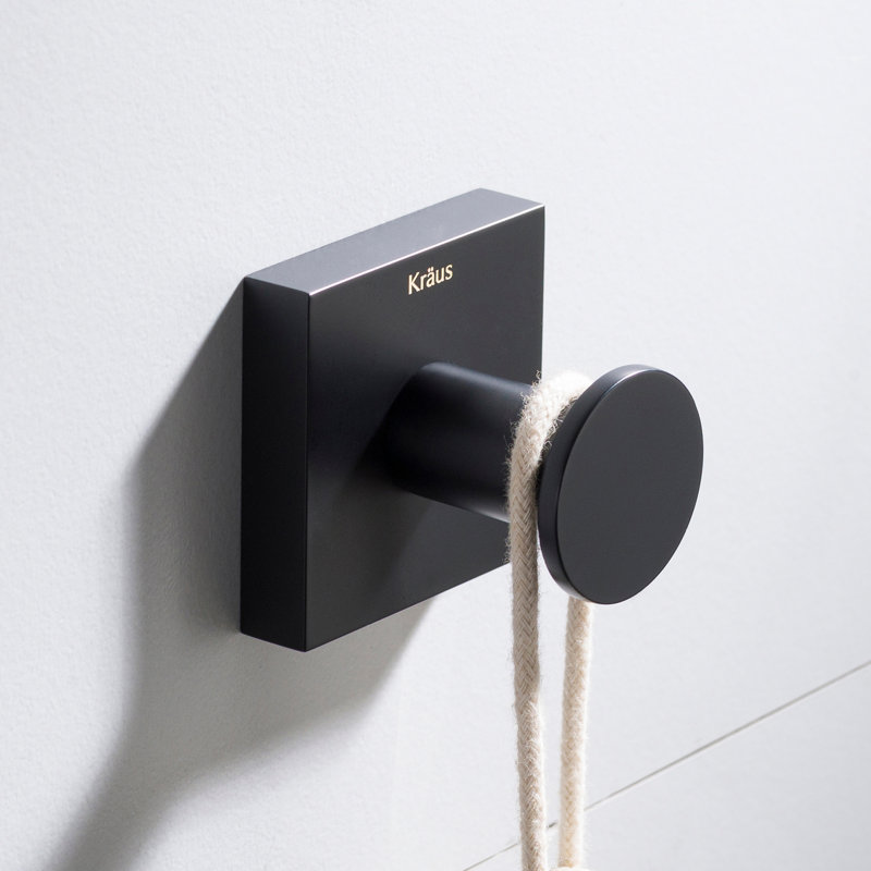 Crochet mural pour serviettes Ventus, Noir mat