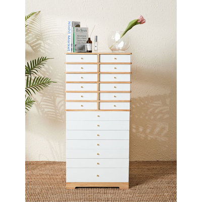 Modern Scandinavian Style Solid Wood Tall Dresser with Multi Drawers