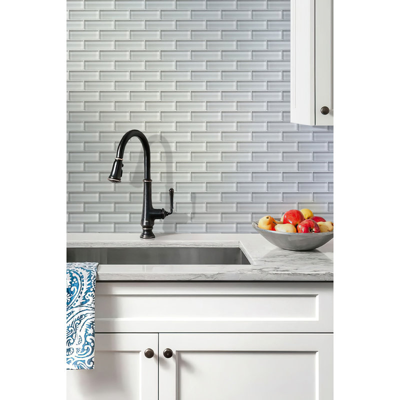 11.9"X 11.9" Polished Glass Brick Tile, Ice White