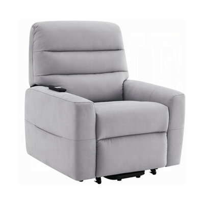 Fauteuil inclinable électrique de 35,4 po avec fonction de levage, revêtement en cuir gris.