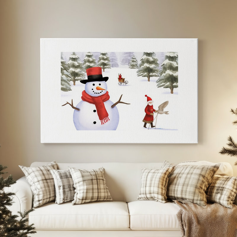 Sapin perlé à l'aube - Toile tendue avec châssis de qualité supérieure, H 12 po x l 18 po