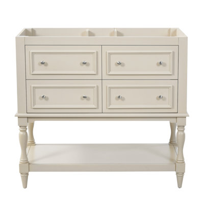 36" Bathroom Vanity Cabinet, Free Standing Vanity Set With 4 Drawers, Solid Wood Frame Bathroom Cabinet