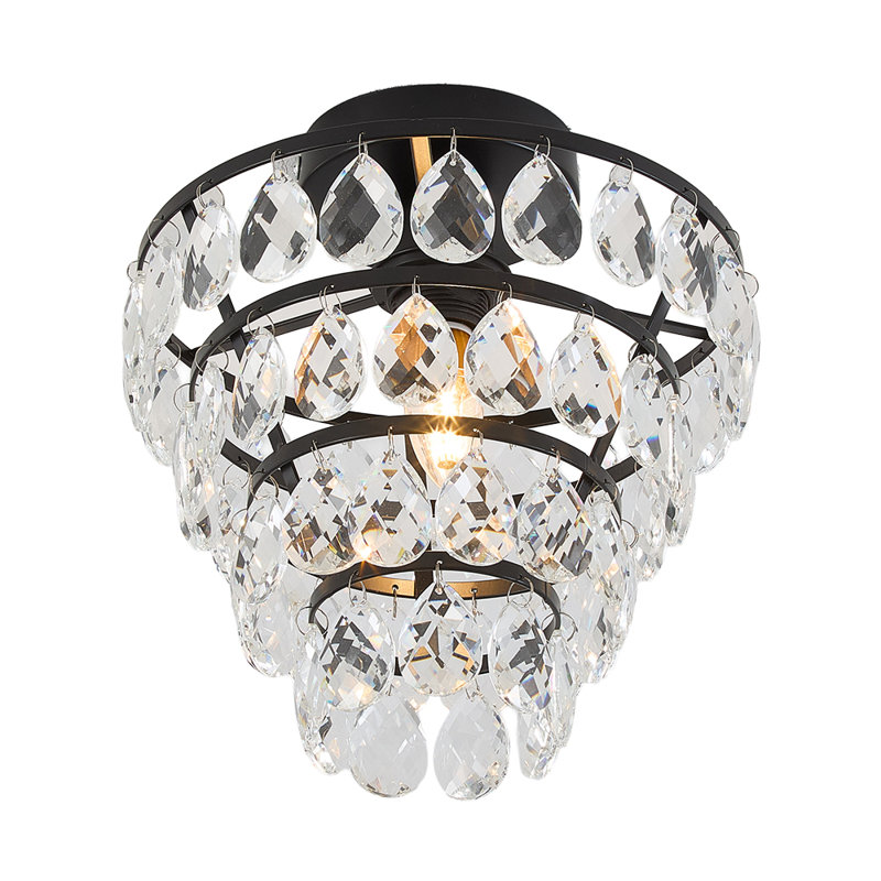 Crystal Semi Flush Mount, Matte Black